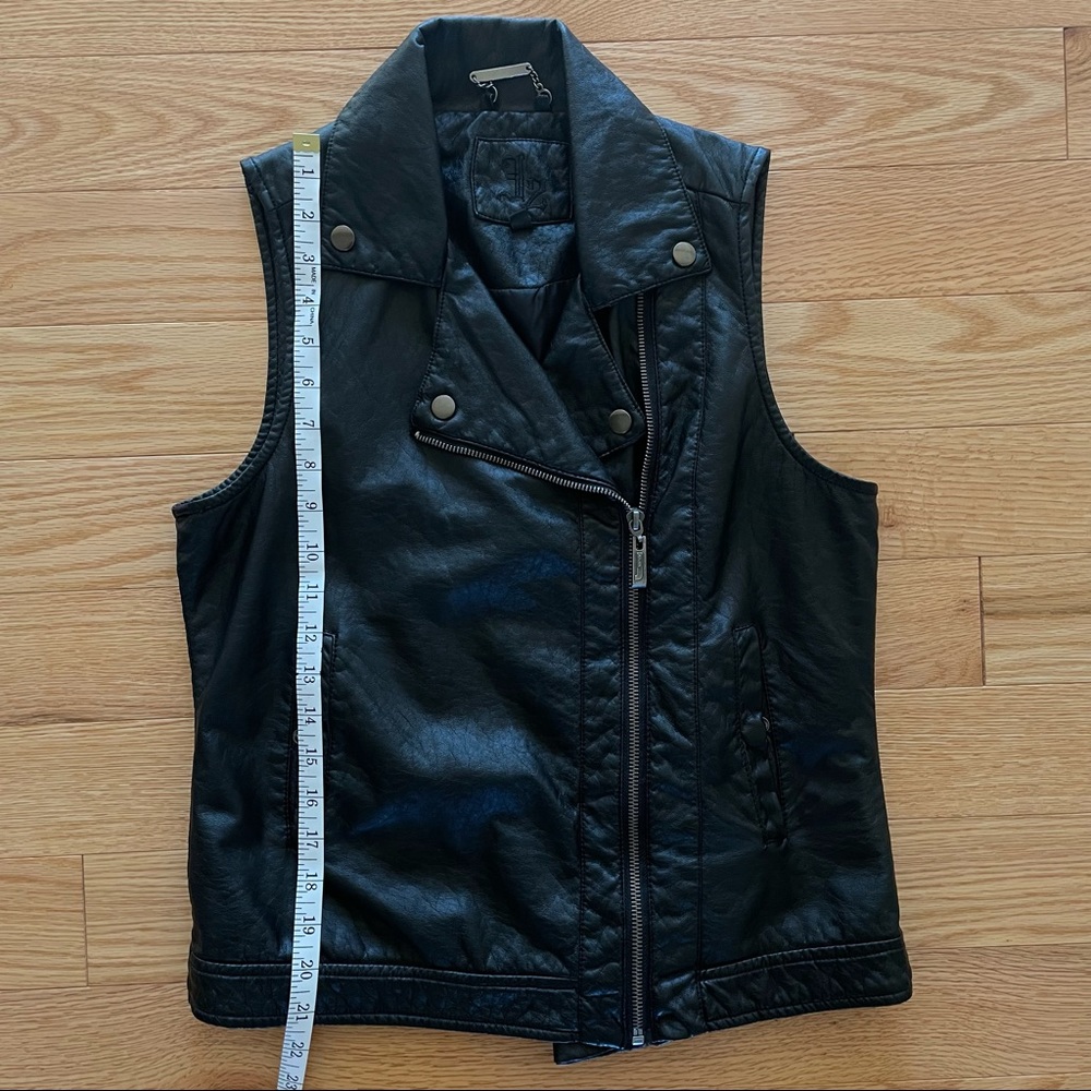 JouJou Faux Leather Black Vest- Size Small